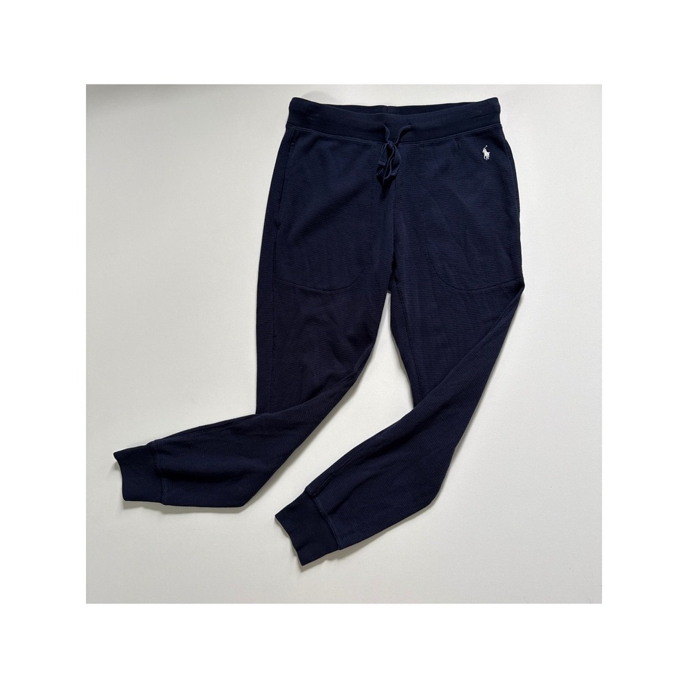 Polo Ralph Lauren Mens Navy Blue Waffle Knit Sleepwear Jogger Pants Size M